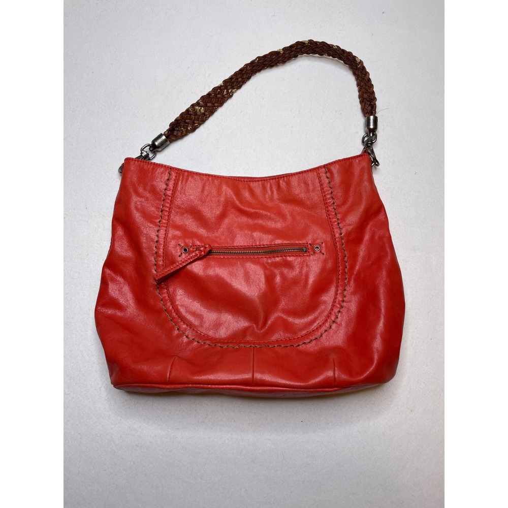 The Sak Women Purse Hobo Slouch Braided Strap Large Red